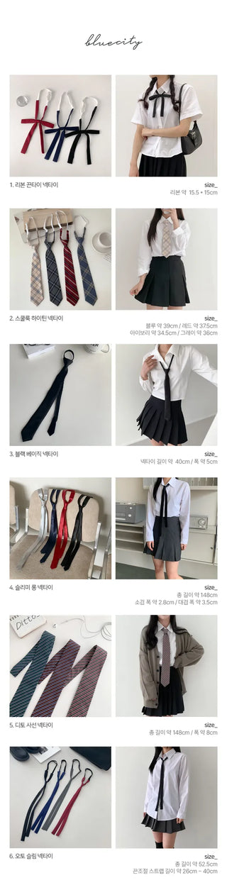 Teen Plaid Ribbon School Look Uniform Women's Ties Automatic Bow Ties Collection
