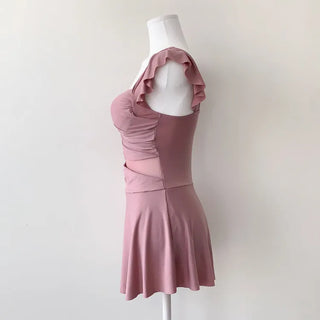 Ballerina Fit Shirred Frill Monokini One-Piece Swimsuit