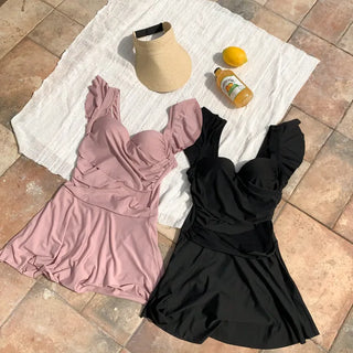 Ballerina Fit Shirred Frill Monokini One-Piece Swimsuit