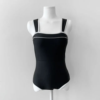 Square Neck Two-Way Monokini Bikini Swimsuit with Skirt