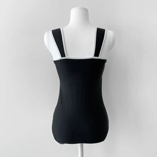 Square Neck Two-Way Monokini Bikini Swimsuit with Skirt