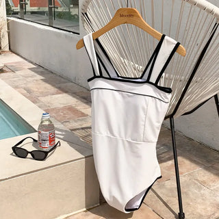 Square Neck Two-Way Monokini Bikini Swimsuit with Skirt