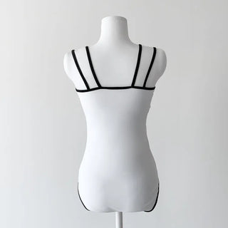 Square Neck Two-Way Monokini Bikini Swimsuit with Skirt