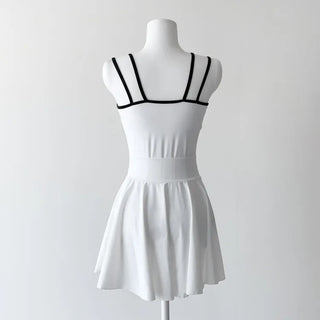 Square Neck Two-Way Monokini Bikini Swimsuit with Skirt