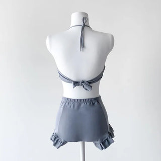Cover-up Shirred Frill See-through High-Waisted Bikini Set Swimsuit