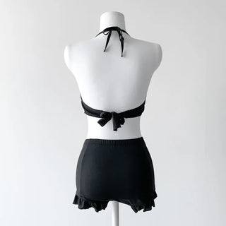 Cover-up Shirred Frill See-through High-Waisted Bikini Set Swimsuit