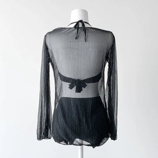 Cover-up Shirred Frill See-through High-Waisted Bikini Set Swimsuit