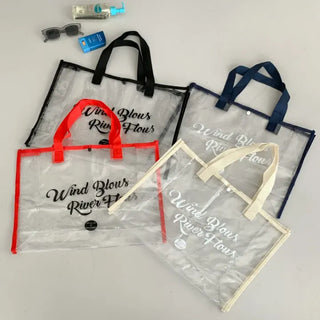 Color Band Transparent PVC Waterproof Beach Bag Summer Vacation Water Play Pool Bag