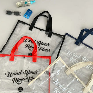 Color Band Transparent PVC Waterproof Beach Bag Summer Vacation Water Play Pool Bag