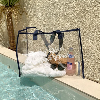 Color Band Transparent PVC Waterproof Beach Bag Summer Vacation Water Play Pool Bag