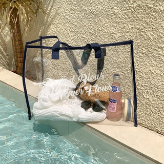 Color Band Transparent PVC Waterproof Beach Bag Summer Vacation Water Play Pool Bag