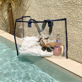 Color Band Transparent PVC Waterproof Beach Bag Summer Vacation Water Play Pool Bag