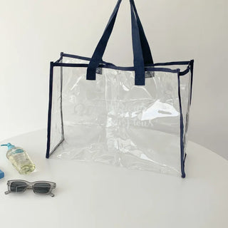 Color Band Transparent PVC Waterproof Beach Bag Summer Vacation Water Play Pool Bag