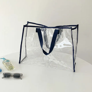 Color Band Transparent PVC Waterproof Beach Bag Summer Vacation Water Play Pool Bag