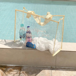 Color Band Transparent PVC Waterproof Beach Bag Summer Vacation Water Play Pool Bag