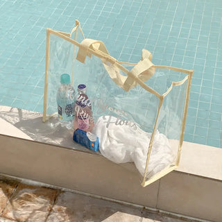 Color Band Transparent PVC Waterproof Beach Bag Summer Vacation Water Play Pool Bag
