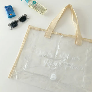 Color Band Transparent PVC Waterproof Beach Bag Summer Vacation Water Play Pool Bag