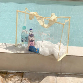 Color Band Transparent PVC Waterproof Beach Bag Summer Vacation Water Play Pool Bag