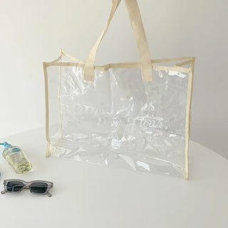 Color Band Transparent PVC Waterproof Beach Bag Summer Vacation Water Play Pool Bag