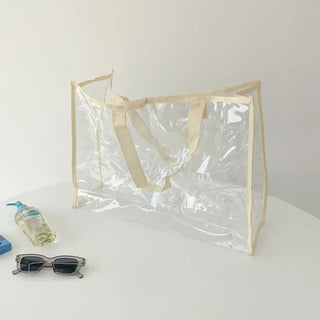 Color Band Transparent PVC Waterproof Beach Bag Summer Vacation Water Play Pool Bag
