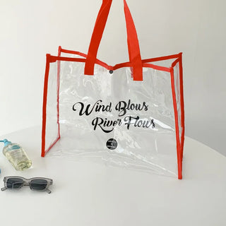 Color Band Transparent PVC Waterproof Beach Bag Summer Vacation Water Play Pool Bag