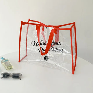 Color Band Transparent PVC Waterproof Beach Bag Summer Vacation Water Play Pool Bag