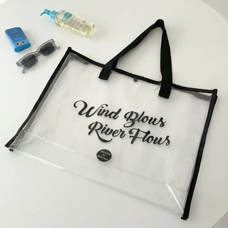 Color Band Transparent PVC Waterproof Beach Bag Summer Vacation Water Play Pool Bag