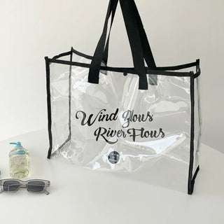 Color Band Transparent PVC Waterproof Beach Bag Summer Vacation Water Play Pool Bag