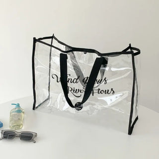 Color Band Transparent PVC Waterproof Beach Bag Summer Vacation Water Play Pool Bag