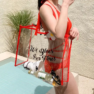 Color Band Transparent PVC Waterproof Beach Bag Summer Vacation Water Play Pool Bag
