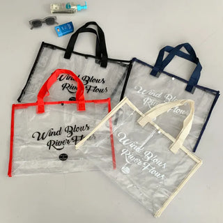 Color Band Transparent PVC Waterproof Beach Bag Summer Vacation Water Play Pool Bag