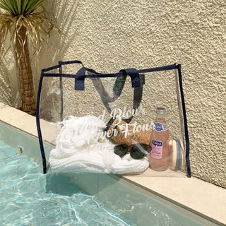 Color Band Transparent PVC Waterproof Beach Bag Summer Vacation Water Play Pool Bag