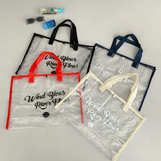 Color Band Transparent PVC Waterproof Beach Bag Summer Vacation Water Play Pool Bag