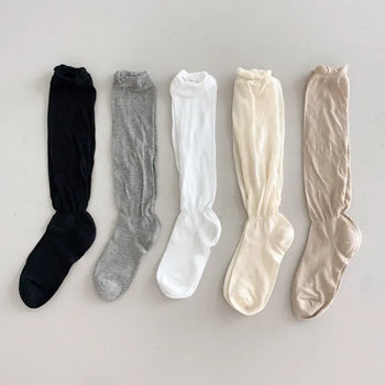 Puff See-through Pleated Shirred Warmer Knee Socks