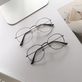 Thins Metal Circle Basic Round Thin Frame Unisex Horn-rimmed Glasses