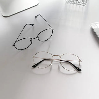 Thins Metal Circle Basic Round Thin Frame Unisex Horn-rimmed Glasses