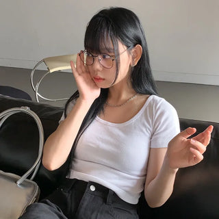 Thins Metal Circle Basic Round Thin Frame Unisex Horn-rimmed Glasses