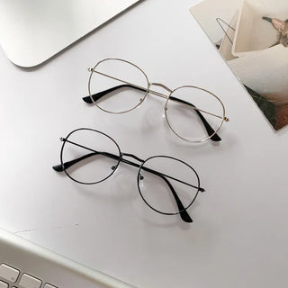 Thins Metal Circle Basic Round Thin Frame Unisex Horn-rimmed Glasses