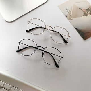 Thins Metal Circle Basic Round Thin Frame Unisex Horn-rimmed Glasses
