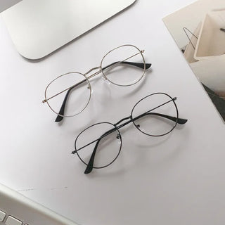 Thins Metal Circle Basic Round Thin Frame Unisex Horn-rimmed Glasses