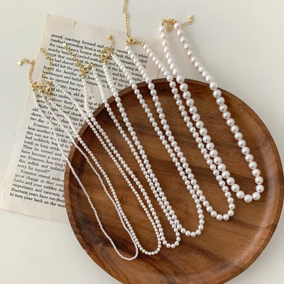 Crystal White Austrian Swarovski Pearl Necklace Size 6