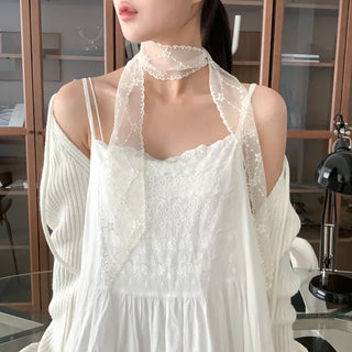 Punched Star Lace Tie Petit Scarf