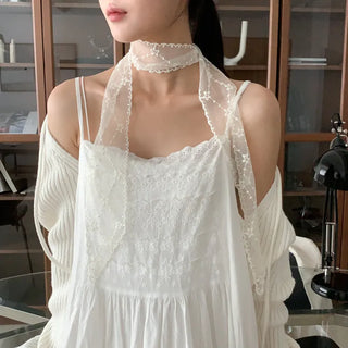 Punched Star Lace Tie Petit Scarf