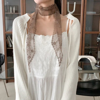 Punched Star Lace Tie Petit Scarf