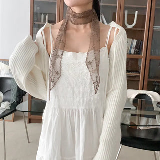 Punched Star Lace Tie Petit Scarf