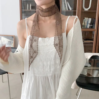 Punched Star Lace Tie Petit Scarf