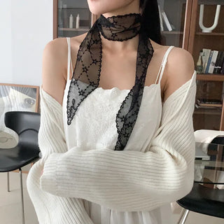 Punched Star Lace Tie Petit Scarf