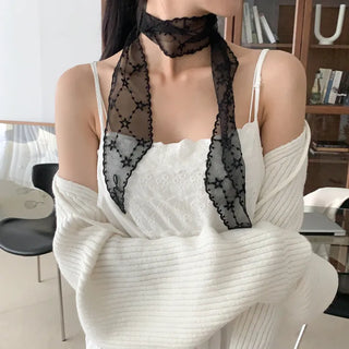 Punched Star Lace Tie Petit Scarf