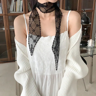 Punched Star Lace Tie Petit Scarf