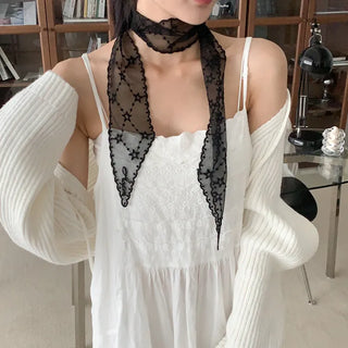 Punched Star Lace Tie Petit Scarf